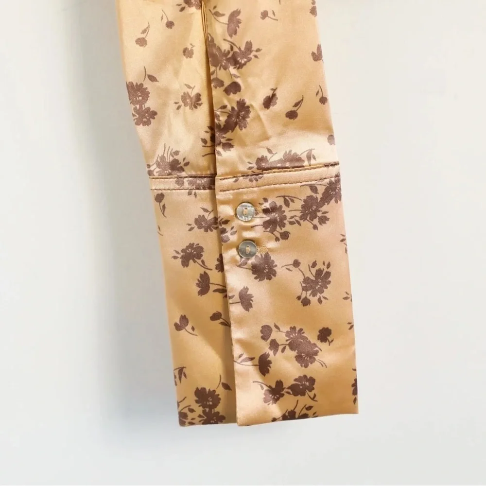 NWT Zara crop floral print top satin blouse 3067419674 peach pastel blouse fairy - Picture 8 of 8